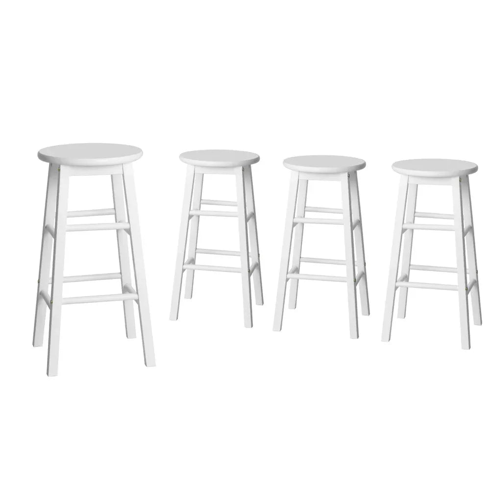 Artiss 4x Bar Stools Round Chairs Wooden White - Mekamart Australia