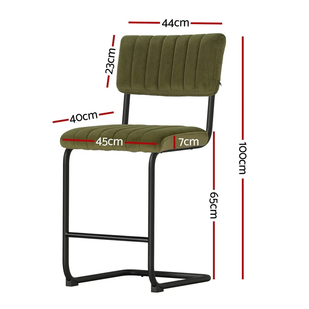 Artiss 4x Bar Stools Velvet Chairs Green - Mekamart Australia