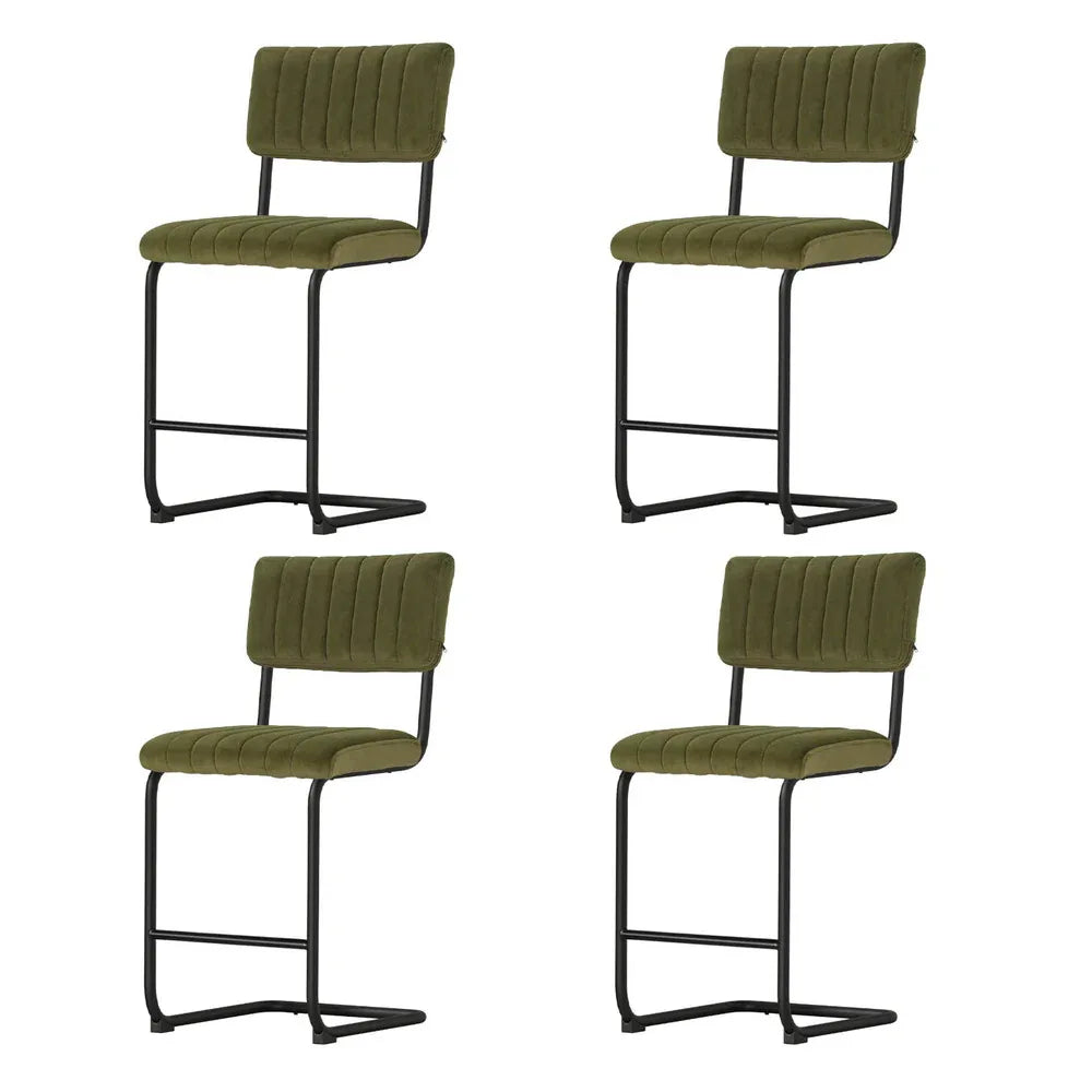 Artiss 4x Bar Stools Velvet Chairs Green - Mekamart Australia