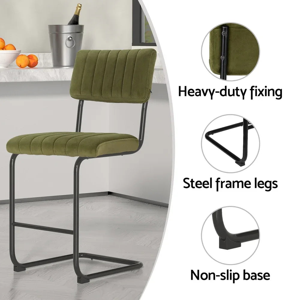 Artiss 4x Bar Stools Velvet Chairs Green - Mekamart Australia