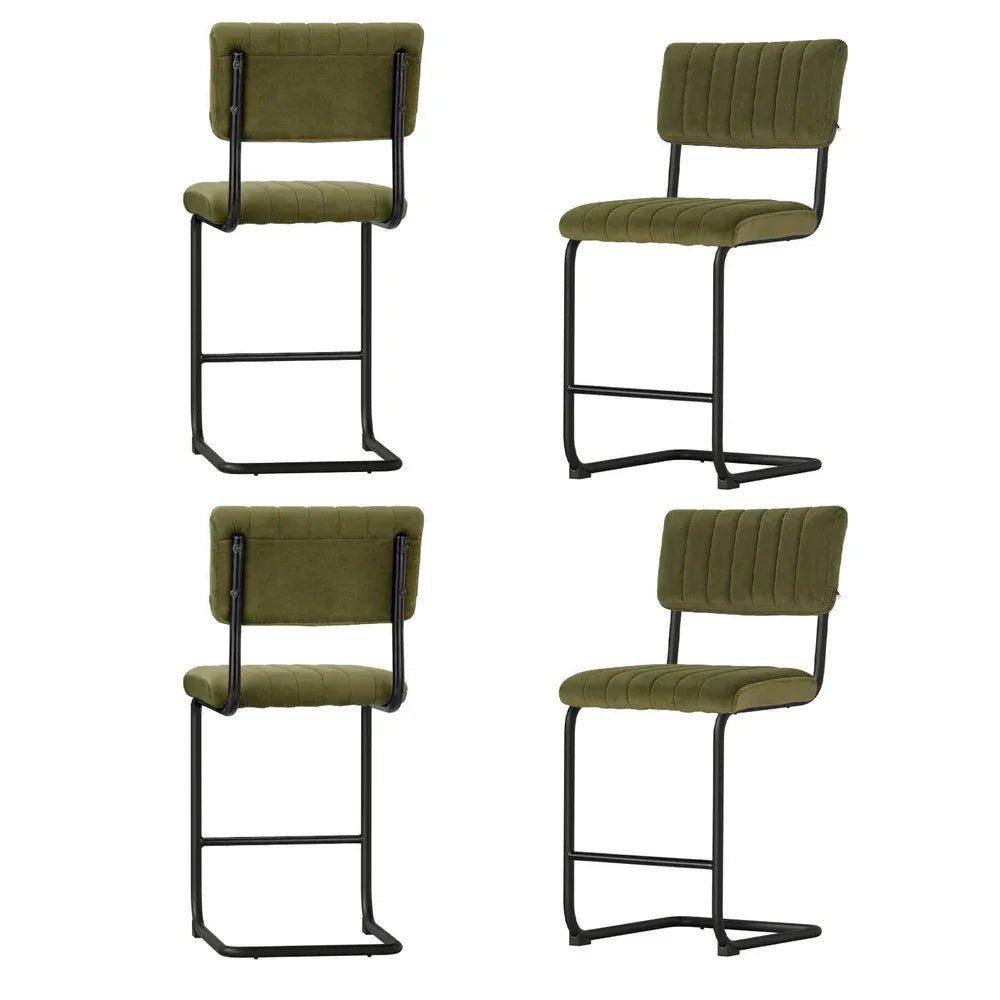 Artiss 4x Bar Stools Velvet Chairs Green - Mekamart Australia