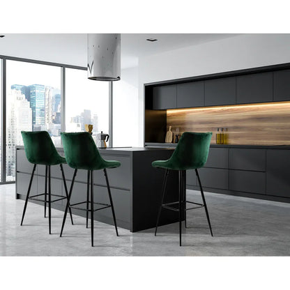 Artiss 2x Bar Stools Velvet Chairs Green - Mekamart Australia