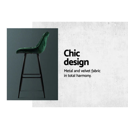 Artiss 2x Bar Stools Velvet Chairs Green - Mekamart Australia