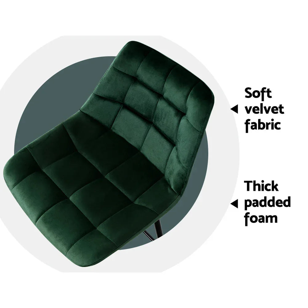 Artiss 2x Bar Stools Velvet Chairs Green - Mekamart Australia