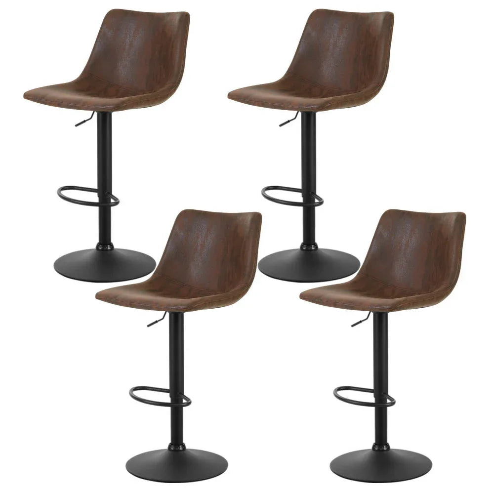 Artiss 4x Bar Stools Vintage Leather Swivel Gas Lift Brown - Mekamart Australia