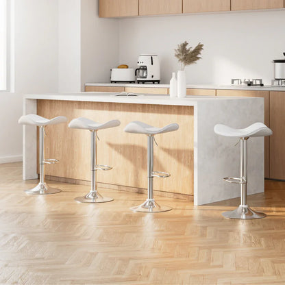 Artiss 4x Bar Stools Leather Gas Lift Chair White - Mekamart Australia