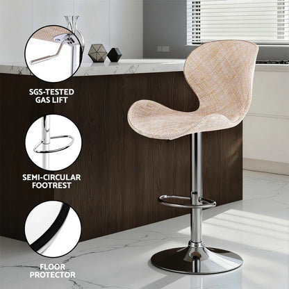 Artiss 2x Bar Stools Kitchen Swivel Gas Lift Counter Chair Wing PE Rattan Beige - Mekamart Australia