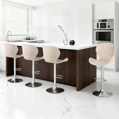Artiss 4x Bar Stools Kitchen Swivel Gas Lift Counter Chair Wing PE Rattan Beige - Mekamart Australia
