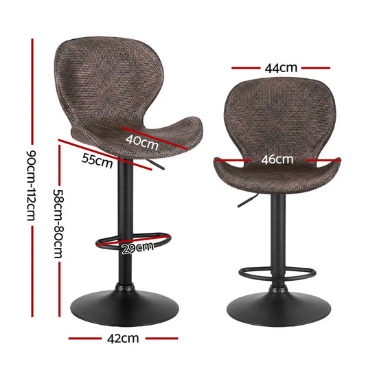 Artiss 2x Bar Stools Kitchen Swivel Gas Lift Counter Chair Wing PE Rattan Brown - Mekamart Australia