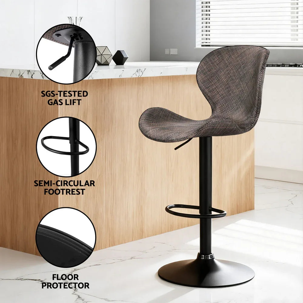 Artiss 2x Bar Stools Kitchen Swivel Gas Lift Counter Chair Wing PE Rattan Brown - Mekamart Australia