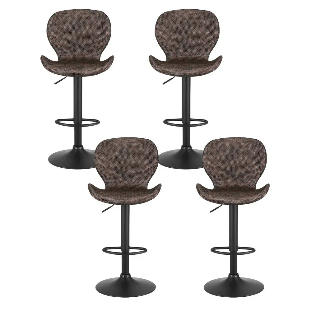 Artiss 4x Bar Stools Kitchen Swivel Gas Lift Counter Chair Wing PE Rattan Brown - Mekamart Australia