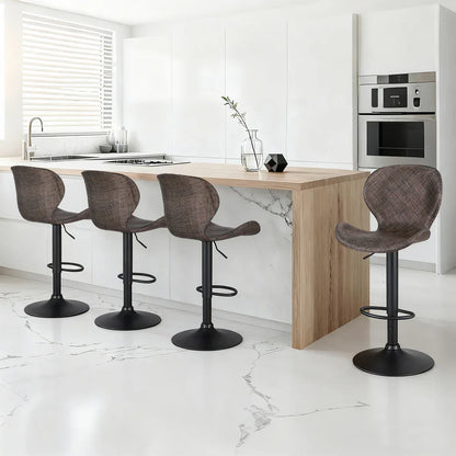 Artiss 4x Bar Stools Kitchen Swivel Gas Lift Counter Chair Wing PE Rattan Brown - Mekamart Australia