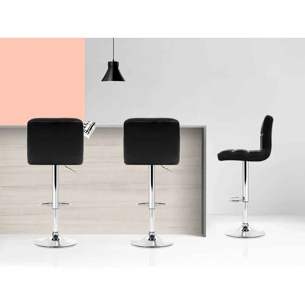 Artiss 4x Bar Stools Leather Gas Lift Black - Mekamart Australia