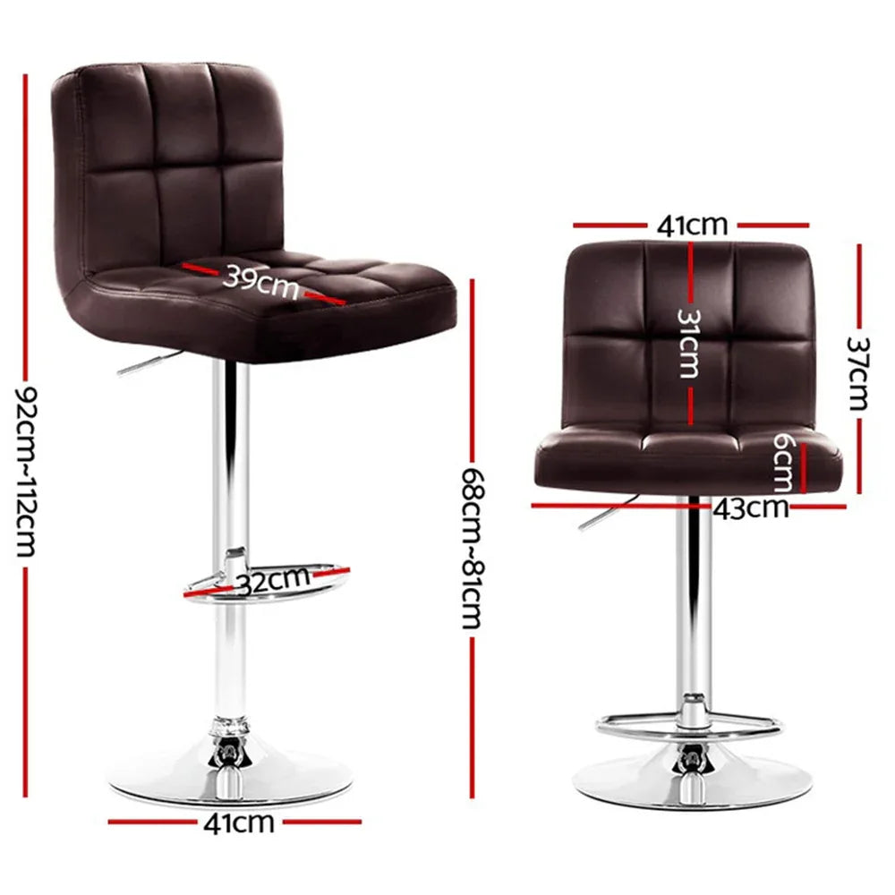 Artiss 4x Bar Stools Leather Gas Lift Brown - Mekamart Australia