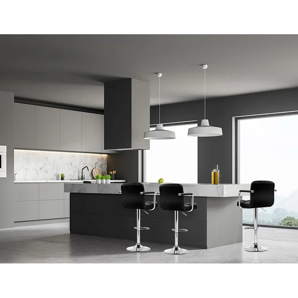 Artiss 4x Bar Stools Leather Gas Lift w/Armrest Black - Mekamart Australia
