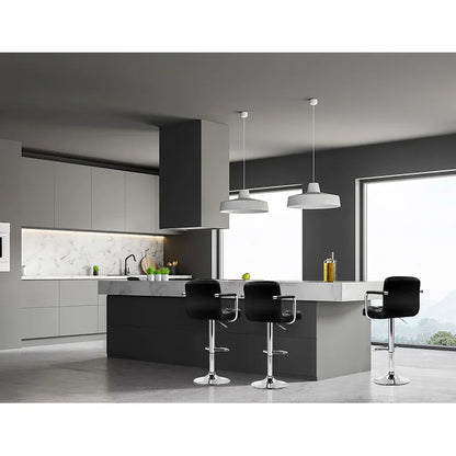 Artiss 4x Bar Stools Leather Gas Lift w/Armrest Black - Mekamart Australia