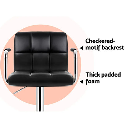 Artiss 4x Bar Stools Leather Gas Lift w/Armrest Black - Mekamart Australia
