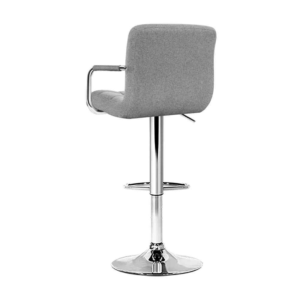 Artiss 4x Bar Stools Fabric Gas Lift w/Armrest Grey - Mekamart Australia