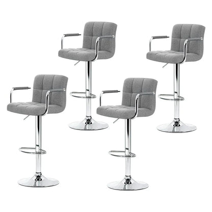 Artiss 4x Bar Stools Fabric Gas Lift w/Armrest Grey - Mekamart Australia