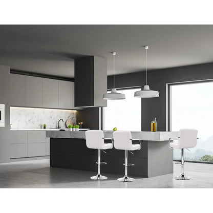 Artiss 2x Bar Stools Leather Gas Lift w/Armrest White - Mekamart Australia