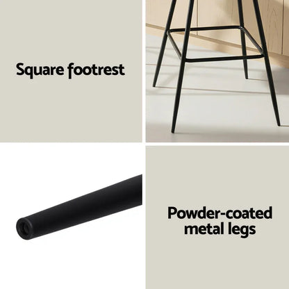 Artiss 4x Bar Stools Kitchen Dining Chair Counter Stool Woven Velvet Metal Ivory - Mekamart Australia