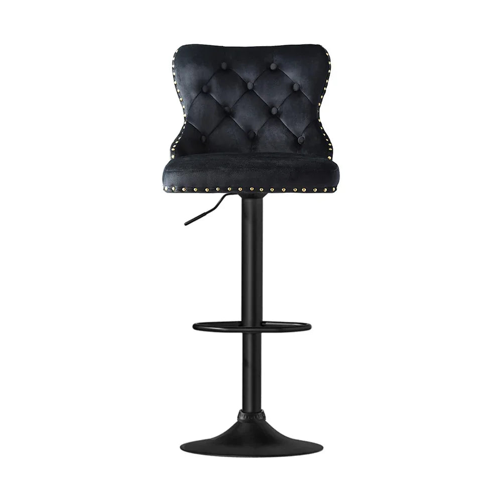 Artiss 2x Velvet Bar Stool Adjustable Height Nailhead Trim Kitchen Counter Stool - Mekamart Australia