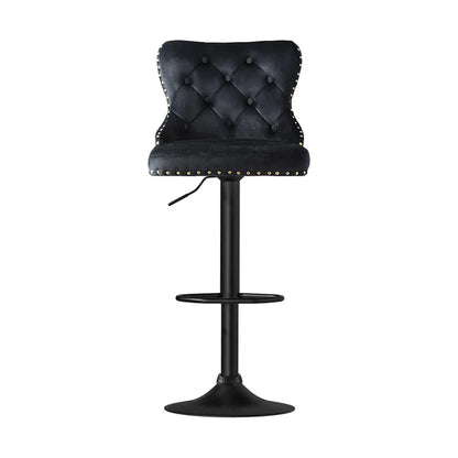 Artiss 2x Velvet Bar Stool Adjustable Height Nailhead Trim Kitchen Counter Stool - Mekamart Australia