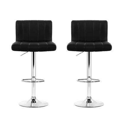Artiss 2x Bar Stools Gas Lift Leather Chairs Black - Mekamart Australia