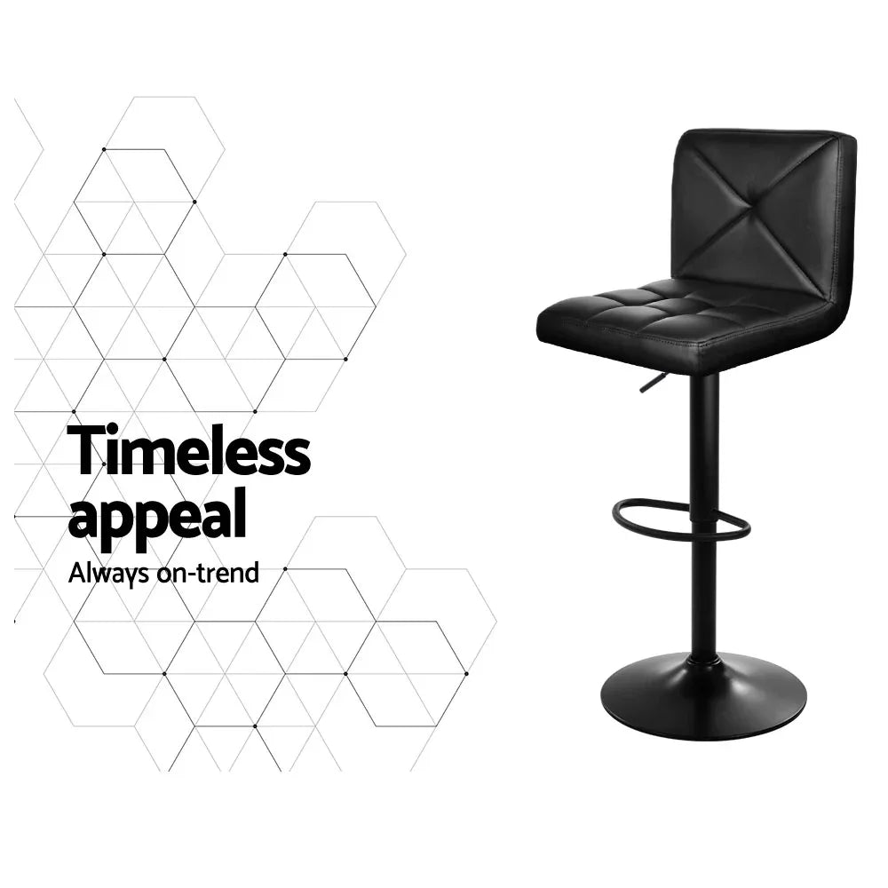 Artiss 4x Bar Stools Gas Lift Leather Chair Black - Mekamart Australia
