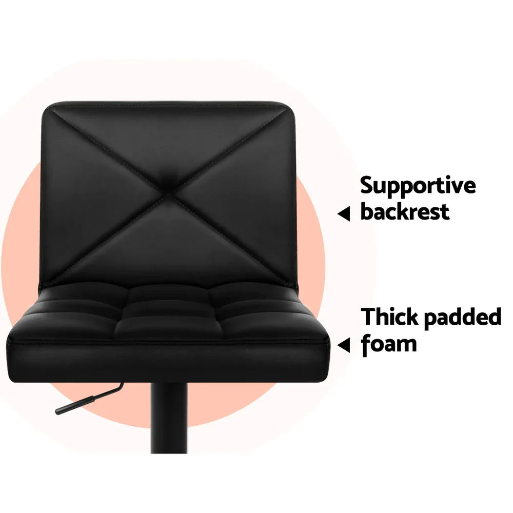 Artiss 4x Bar Stools Gas Lift Leather Chair Black - Mekamart Australia