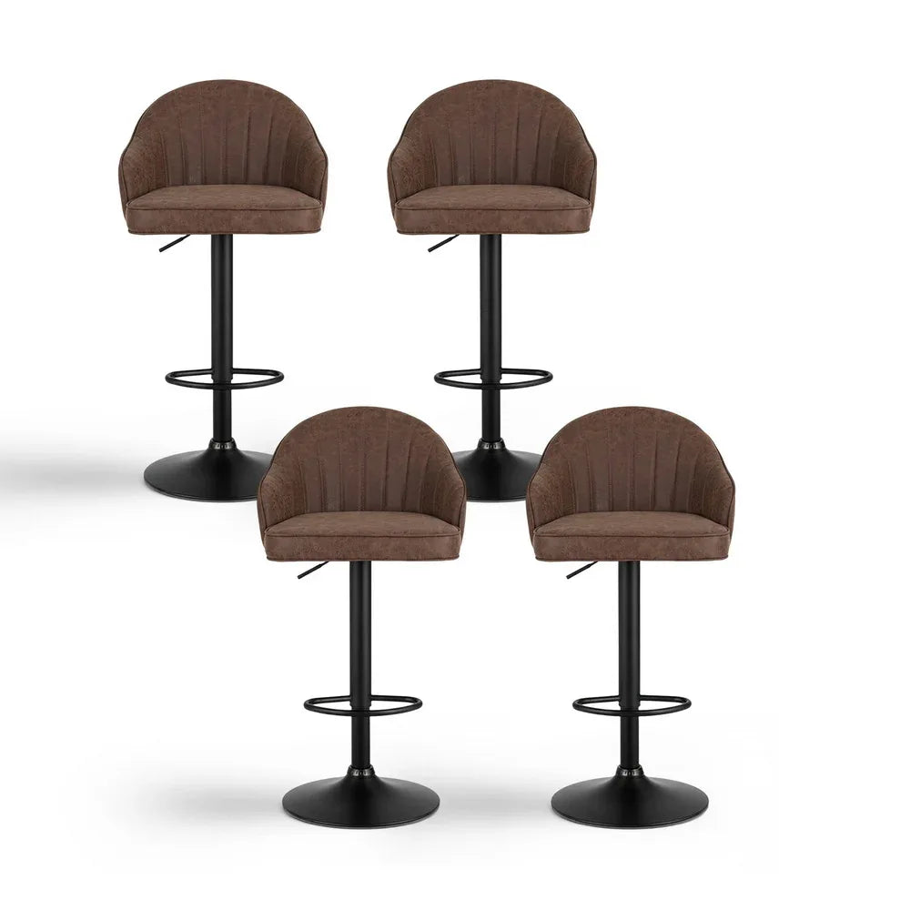 Artiss 4x Bar Stools Kitchen Swivel Gas Lift Counter Chair Shell Leather Brown - Mekamart Australia