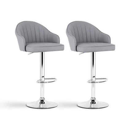 Artiss 2x Bar Stools Kitchen Swivel Gas Lift Counter Chair Shell Leather Grey - Mekamart Australia