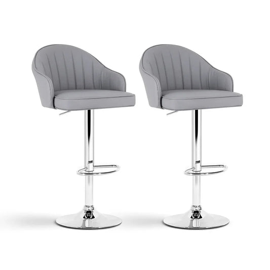 Artiss 2x Bar Stools Kitchen Swivel Gas Lift Counter Chair Shell Leather Grey - Mekamart Australia