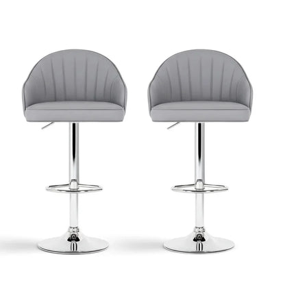 Artiss 2x Bar Stools Kitchen Swivel Gas Lift Counter Chair Shell Leather Grey - Mekamart Australia