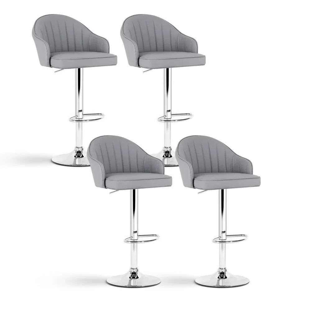 Artiss 4x Bar Stools Kitchen Swivel Gas Lift Counter Chair Shell Leather Grey - Mekamart Australia