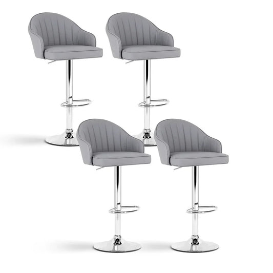 Artiss 4x Bar Stools Kitchen Swivel Gas Lift Counter Chair Shell Leather Grey - Mekamart Australia