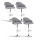 Artiss 4x Bar Stools Kitchen Swivel Gas Lift Counter Chair Shell Leather Grey - Mekamart Australia