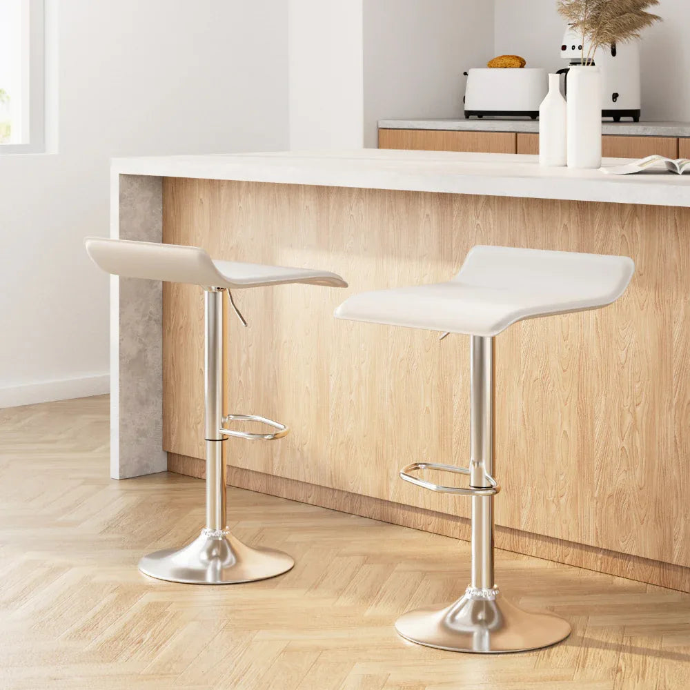 Artiss 2x Bar Stools Faux Leather Chair White - Mekamart Australia