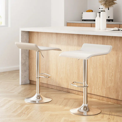 Artiss 2x Bar Stools Faux Leather Chair White - Mekamart Australia