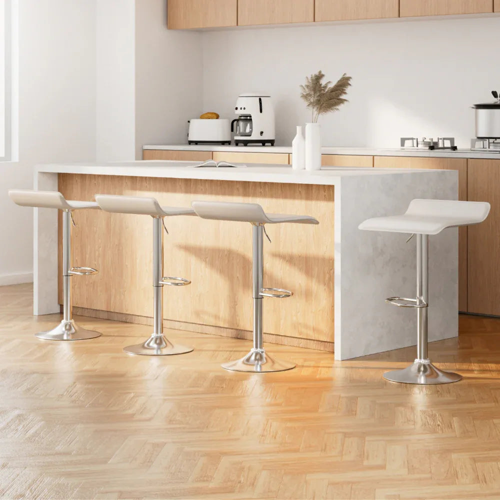 Artiss 4x Bar Stools Faux Leather Chair White - Mekamart Australia