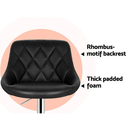 Artiss 4x Bar Stools Leather Padded Gas Lift Black - Mekamart Australia