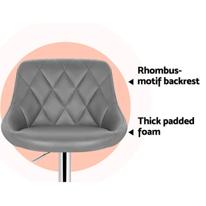 Artiss 4x Bar Stools Leather Padded Gas Lift Grey - Mekamart Australia