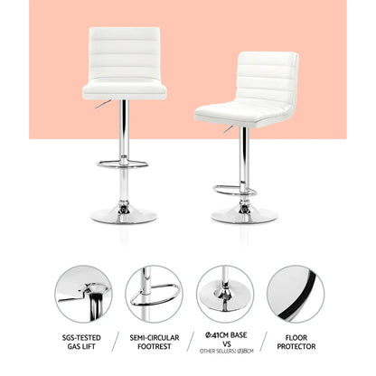 Artiss 4x Bar Stools Padded Leather Gas Lift White - Mekamart Australia