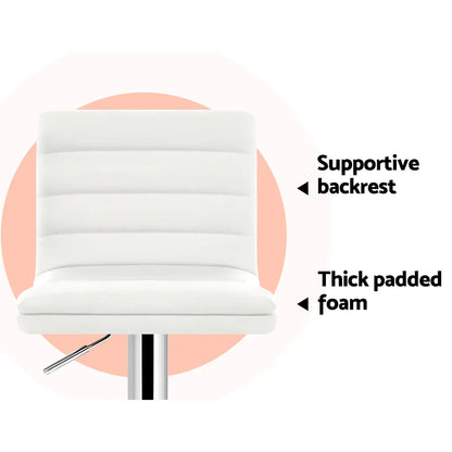 Artiss 4x Bar Stools Padded Leather Gas Lift White - Mekamart Australia