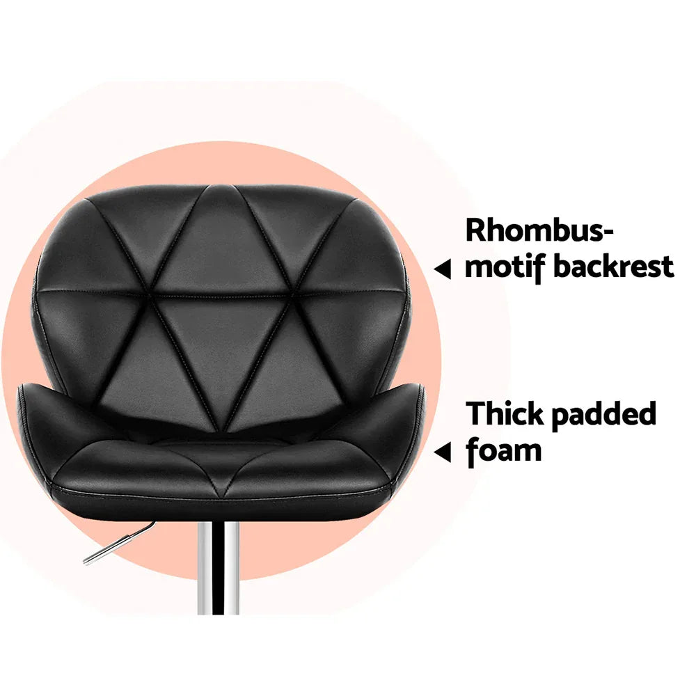 Artiss 2x Bar Stools Gas Lift Padded Leather Black - Mekamart Australia