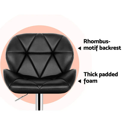 Artiss 2x Bar Stools Gas Lift Padded Leather Black - Mekamart Australia