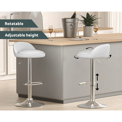 Artiss 4x Bar Stools PU Leather Gas Lift White - Mekamart Australia