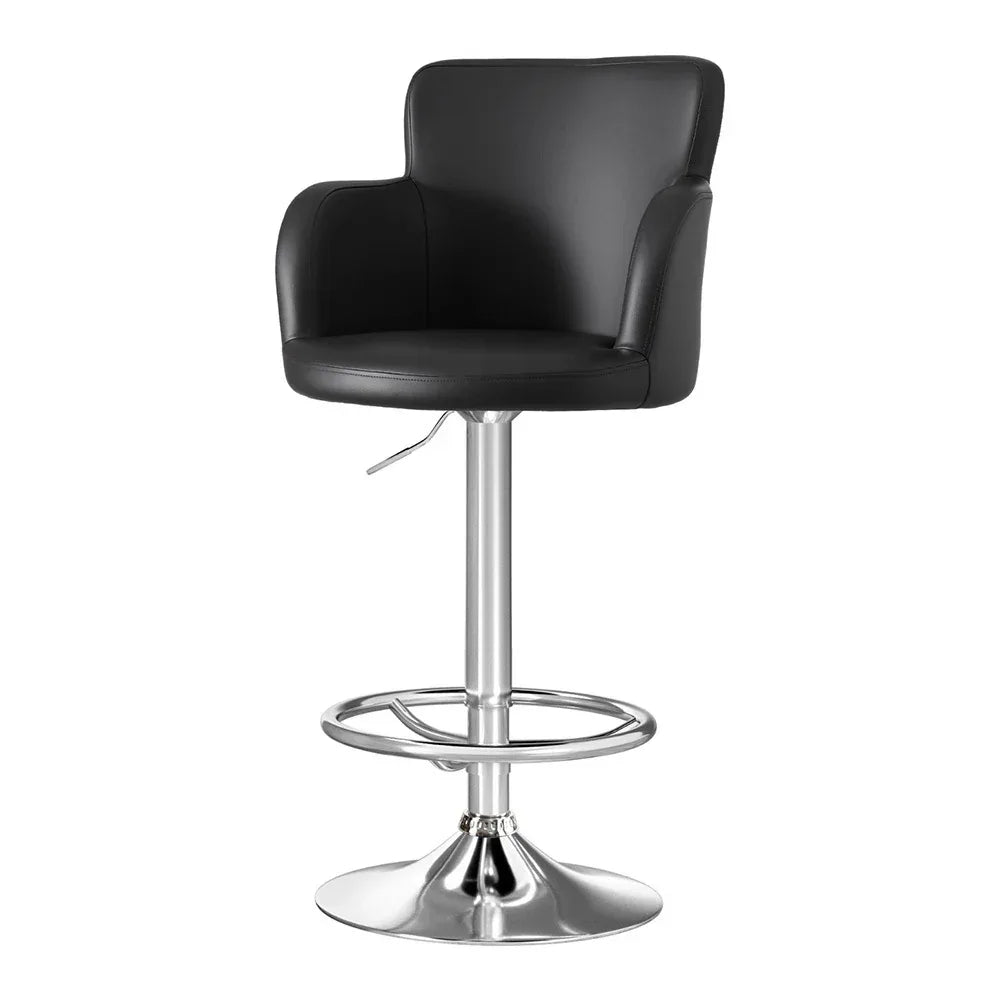 Artiss 1x Leather Bar Stools Swivel Adjustable Gas Lift PU Counter Chairs Black - Mekamart Australia