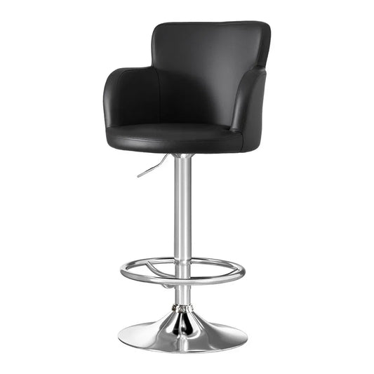 Artiss 1x Leather Bar Stools Swivel Adjustable Gas Lift PU Counter Chairs Black - Mekamart Australia