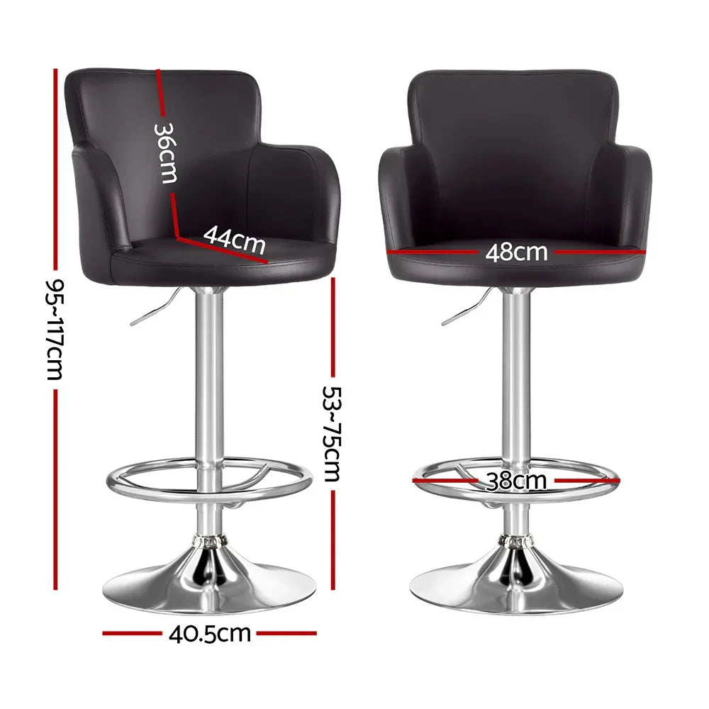 Artiss 1x Leather Bar Stools Swivel Adjustable Gas Lift PU Counter Chairs Brown - Mekamart Australia